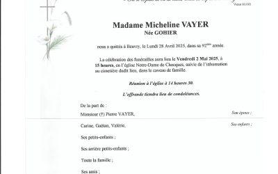Mme Micheline VAYER née GOHIER
