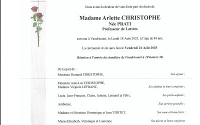 Mme Arlette CHRISTOPHE née PRATI
