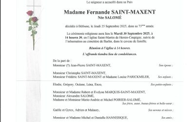 Mme Fernande SAINT-MAXENT-SALOME