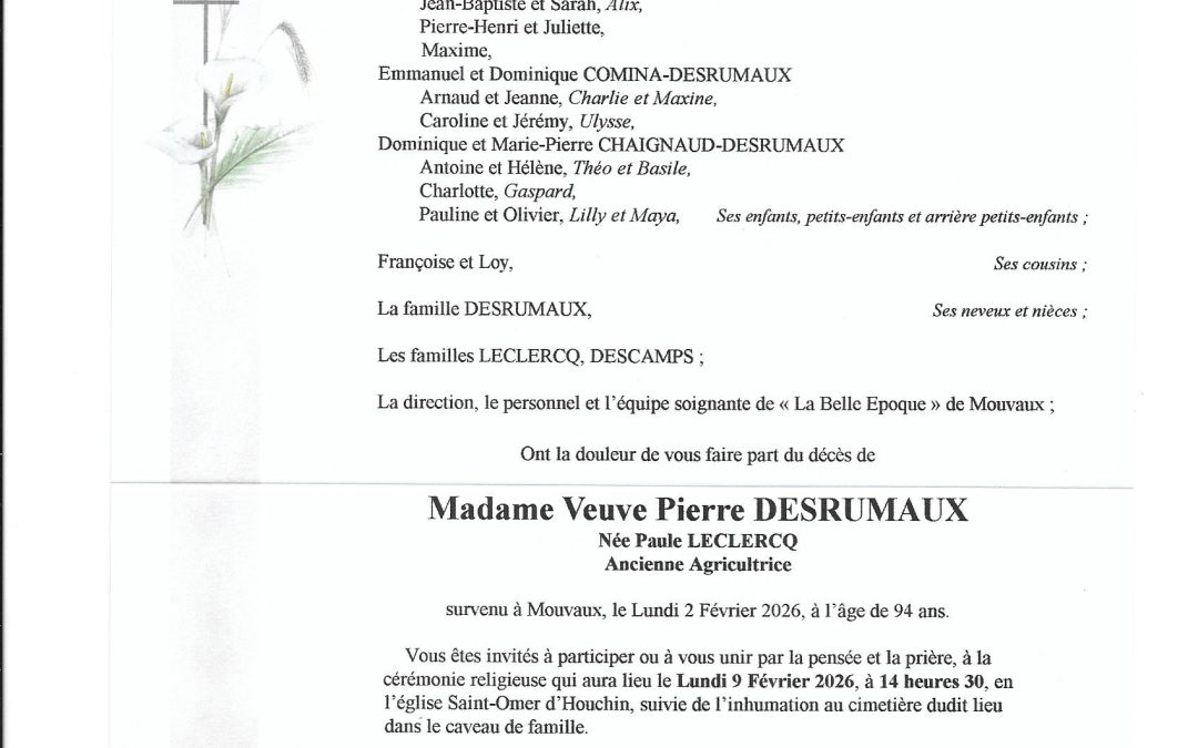 Mme Paule DESRUMAUX-LECLERCQ