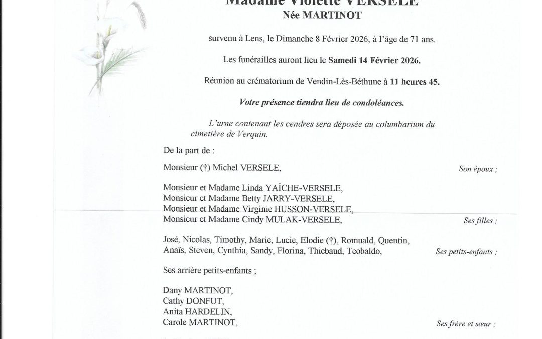 Mme Violette VERSELE-MARTINOT