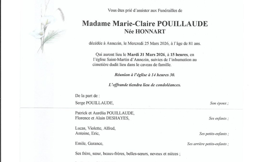Mme Marie-Claire POUILLAUDE-HONNART