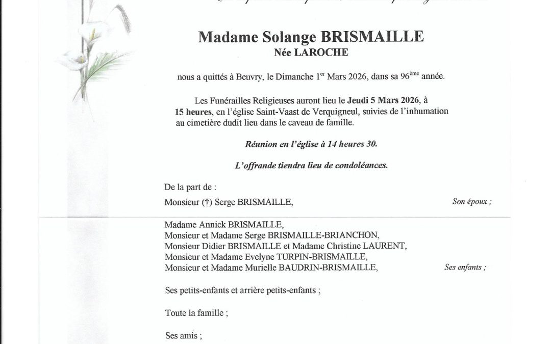 Mme Solange BRISMAILLE-LAROCHE