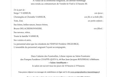 Madame Liliane VASSEUR née MONCHET