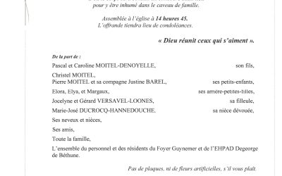 Mme Jacqueline MOITEL née LECOMPTE